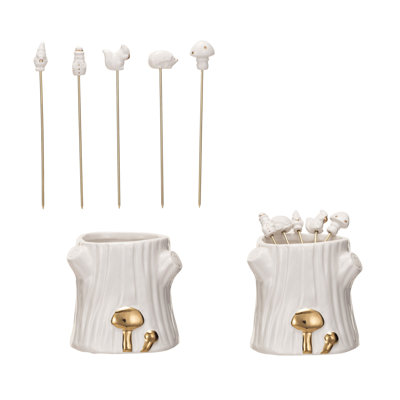 Forest Icon Appetizer Picks With Stump Holder