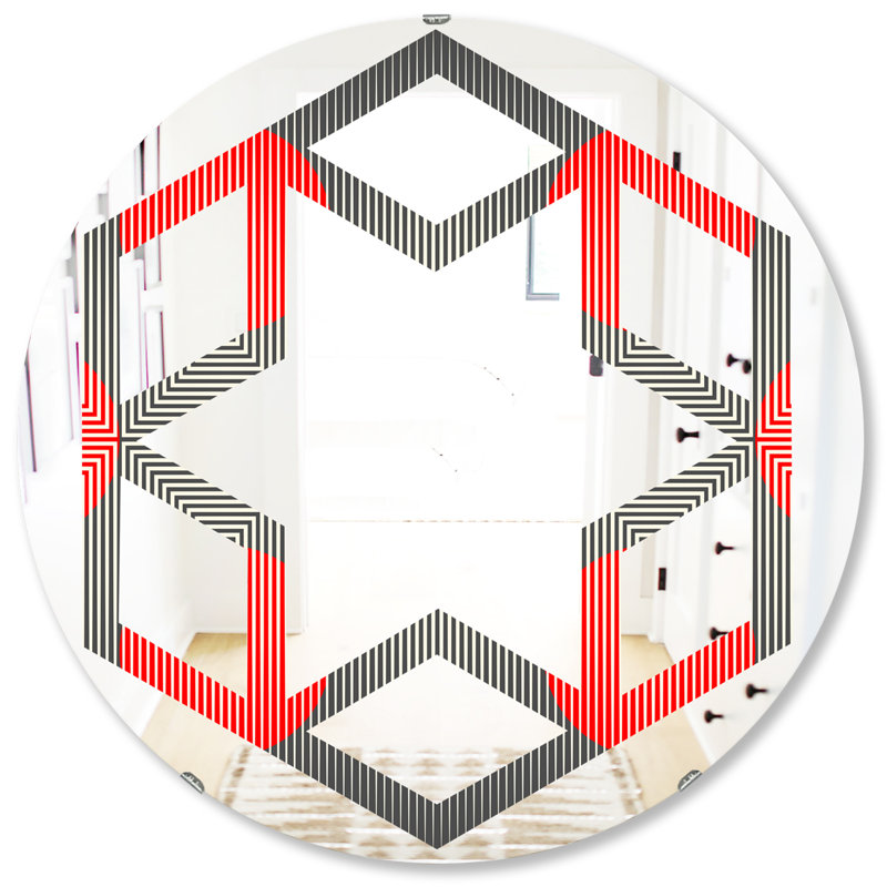 Miroir mural Glam, H 23,6 po x l 23,6 po, Hexagone, étoile, cercle et ligne géométrique