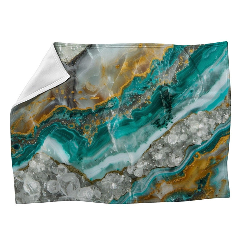 Jeté en molleton Teal Accents - Jets de marbre pour canapés ou lits, L 60 po x L 80 po