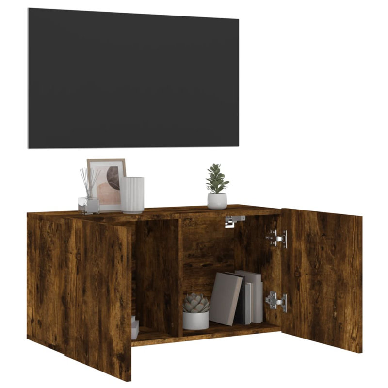 Marolyn Unfinished TV Stand for TVs up to 40", Smoked Oak