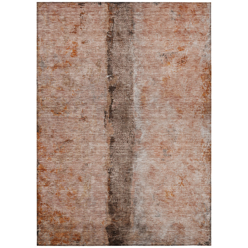 Tapis extérieur lavable abstrait orange 3 pi x 5 pi pêche et brun