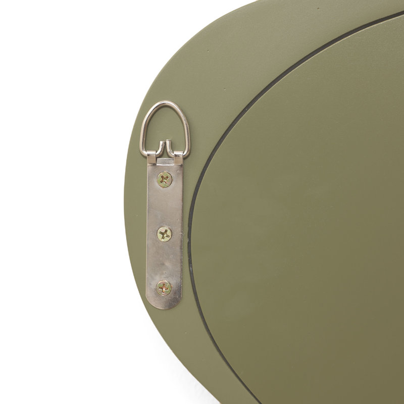 35.4" Irregular Wall Mirror with Glossy Olive Green Wavy Frame