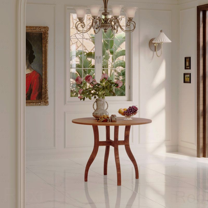 Round Dining Table 39.4" – Traditional Solid Wood Legs, Timeless Elegance, Brown