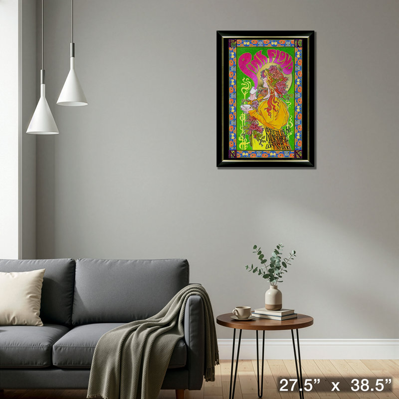 Affiche rose encadrée avec vinyle doré