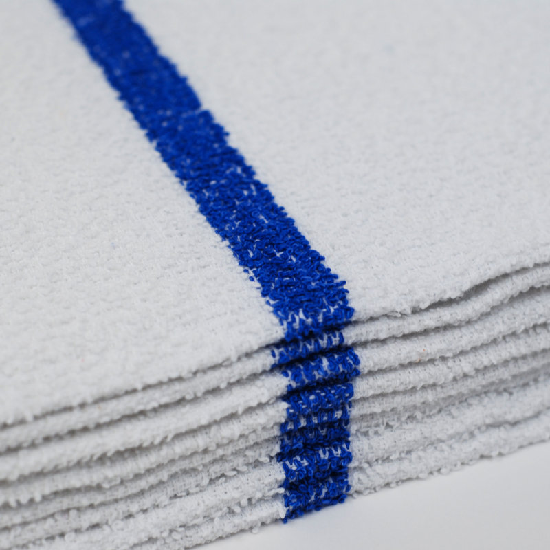 Linges de cuisine 100% coton 20 pièces 16 po x 19 po, Rayé bleu / blanc