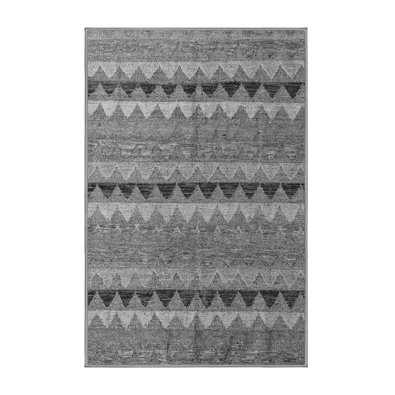 Tapis gris tissé à la machine Milianys, Rectangle 3 pi x 5 pi