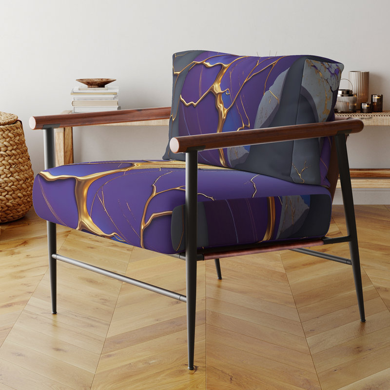 Cress - Fauteuil d'appoint rembourré en marbre, Noir, noir, noir, noir