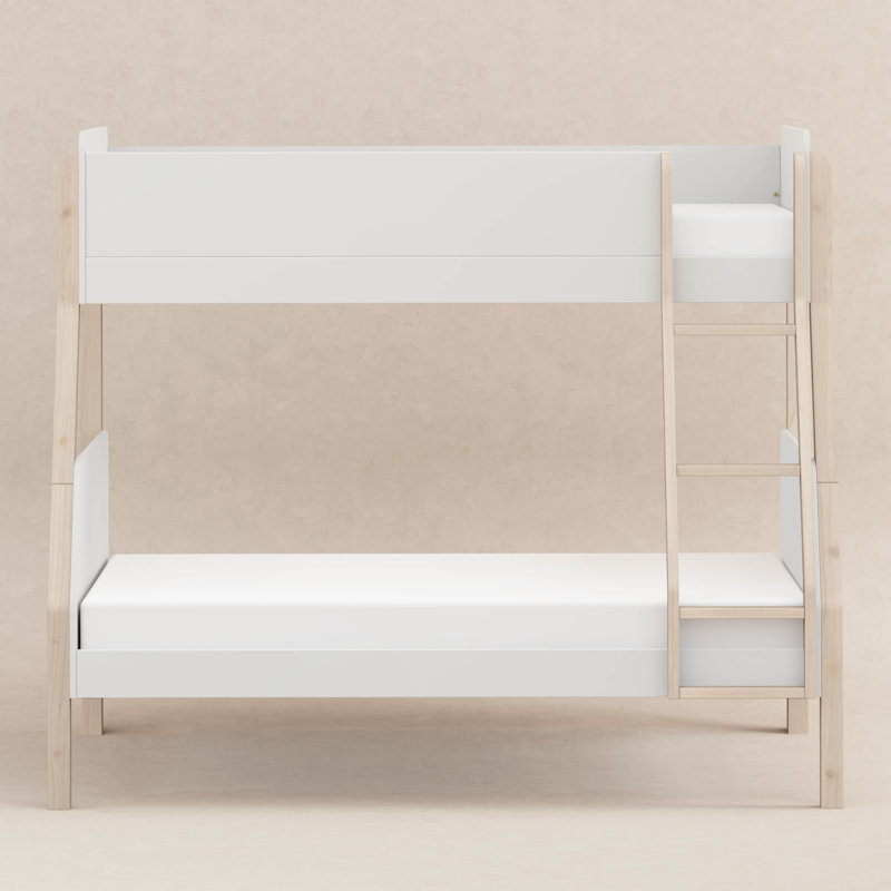 TipToe Twin-Over-Full Bunk Bed, White/Washed Natural