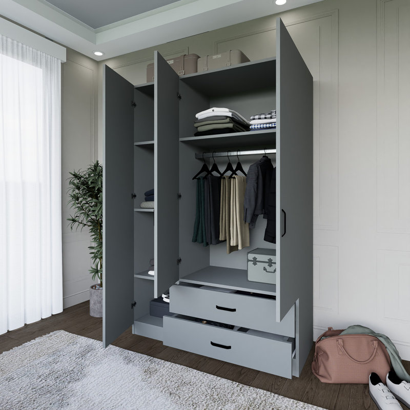 Armoire moderne avec 2 tiroirs gris, 47,2 x 71,3 x 17,7 pouces | 100% panneau de particules enduit de mélamine, épaisseur: 0,7 pouce | Démonté pour un assemblage facile, conception élégante de couleur unie pour les espaces contemporains