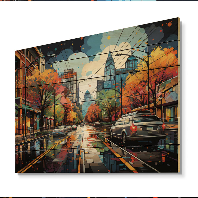 City Nashville Popart II sur bois, H 24 po x l 32 po x P 0,78 po