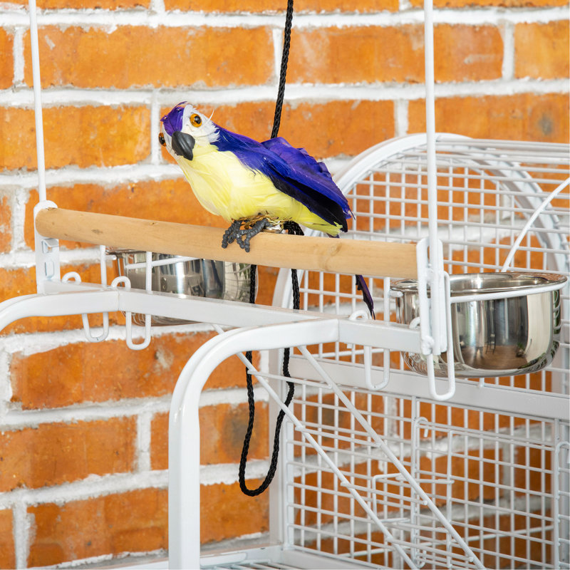 Cage à perroquet de 55 po avec crochets pour jouets, perchoir supérieur, plateau, gobelets, support roulant, cage à oiseaux pour perruches, perruches, inséparables