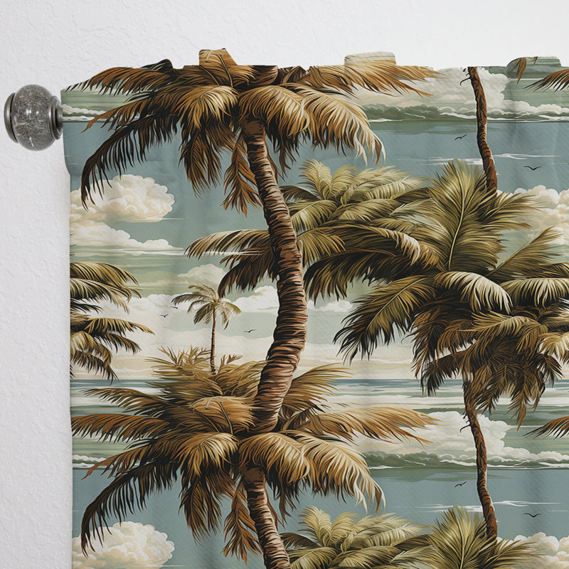 Cocoteraie motif tropical I - Rideau floral - Rideau floral obscurcissant - 1 panneau, L 52 po x L 90 po