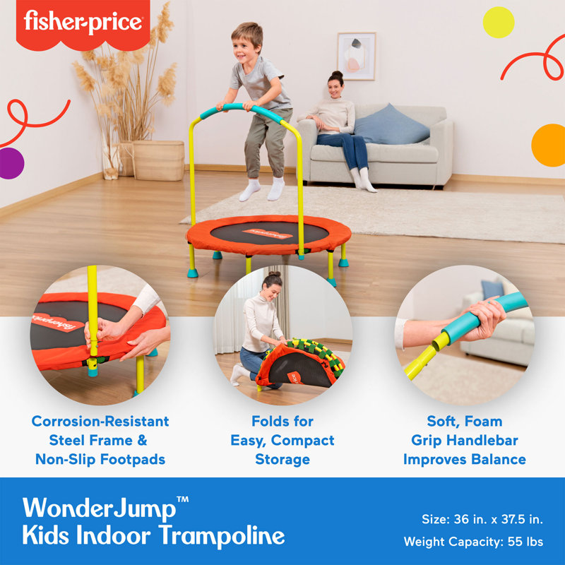 Mini Trampoline for Toddlers & Kids, Red/Yellow