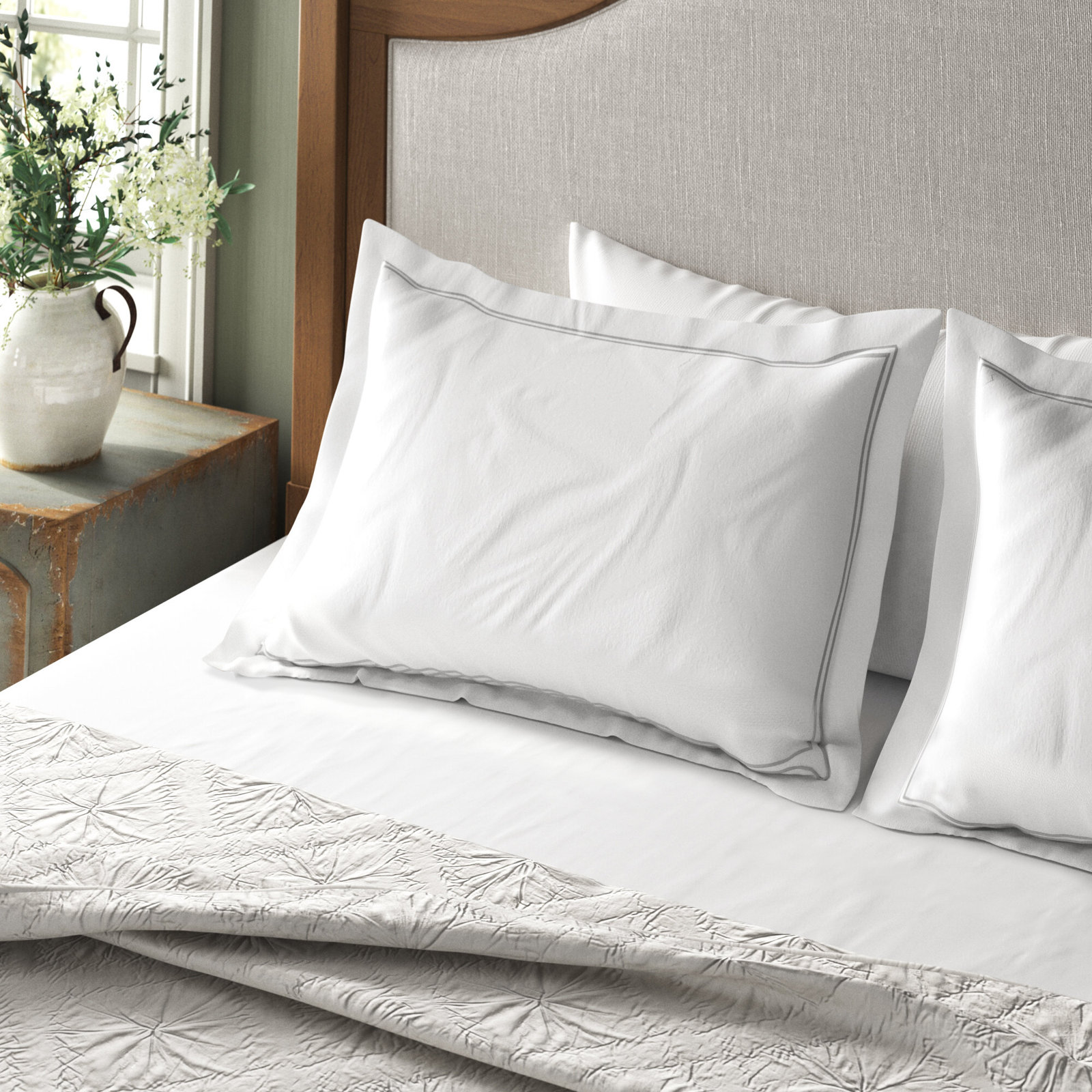 Coltrane 2 Piece 100% Cotton Envelope Sham Set, Silver Sage