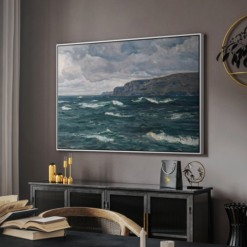 Impression nautique rétro, H 27 po x l 41 po x P 2 po, Toile encadrée flottée blanche