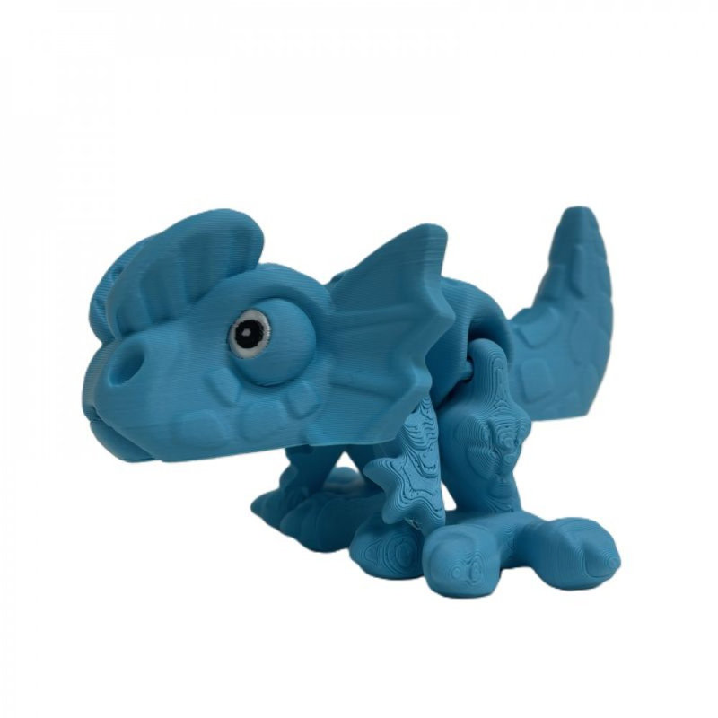 3D Printed Dilophosaurus Flex Dinosaur Figurine, Blue