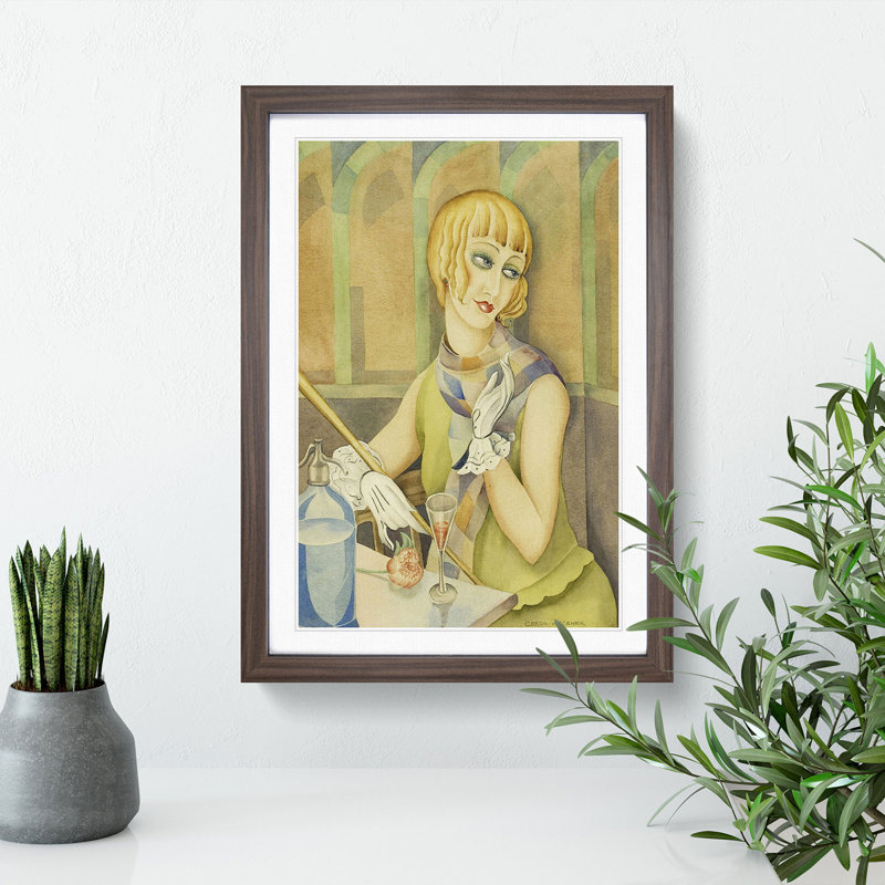 Lilli Elbe by Gerda Wegener - Picture Frame Painting, Walnut Framed, 36cm H x 27cm W x 2cm D