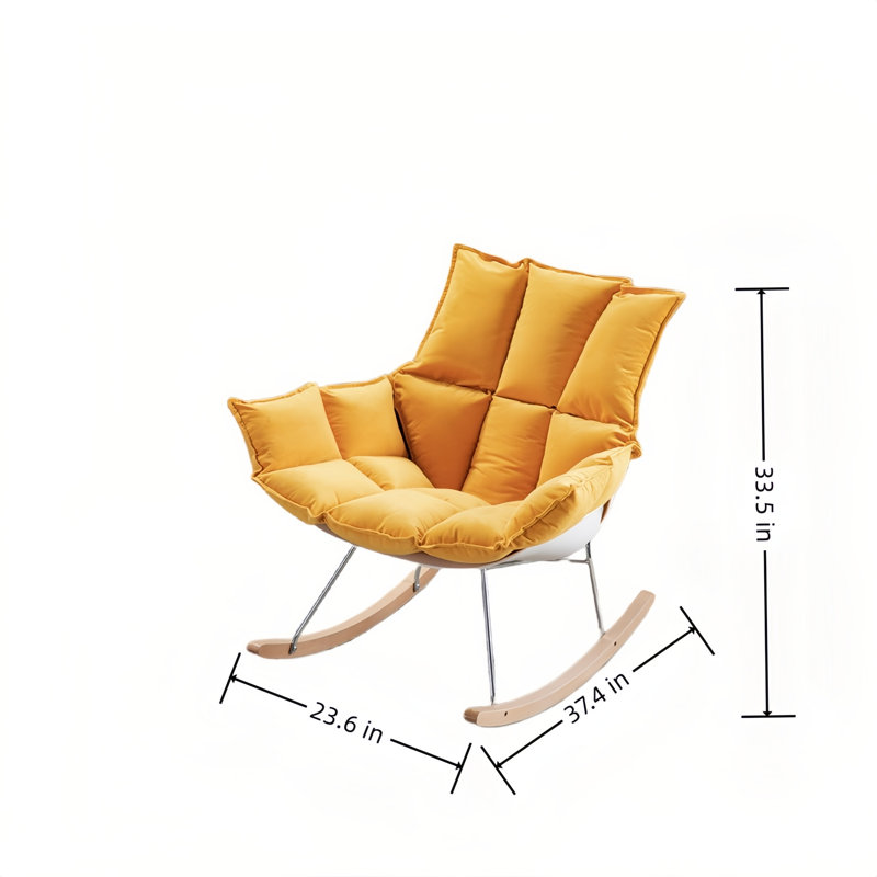 Chaise berçante moderne rembourrée, Jaune