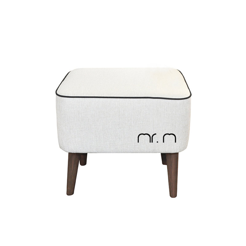 Mr.M 40cm Wide Square Footstool Ottoman, Cream/Black