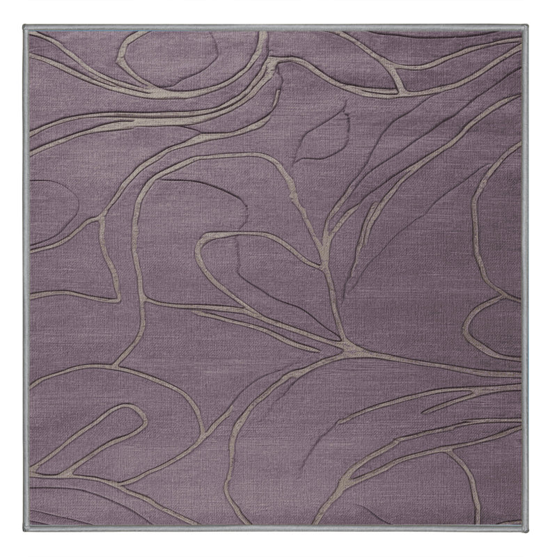 Machine Washable Abstract Pink Area Rug, Square 7'