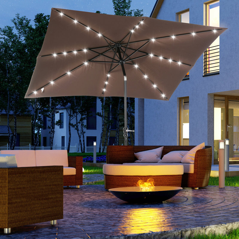 Parasol de marché rectangulaire Laplante, H 97,2 po x l 105,6 po x P 80,4 po, Brun