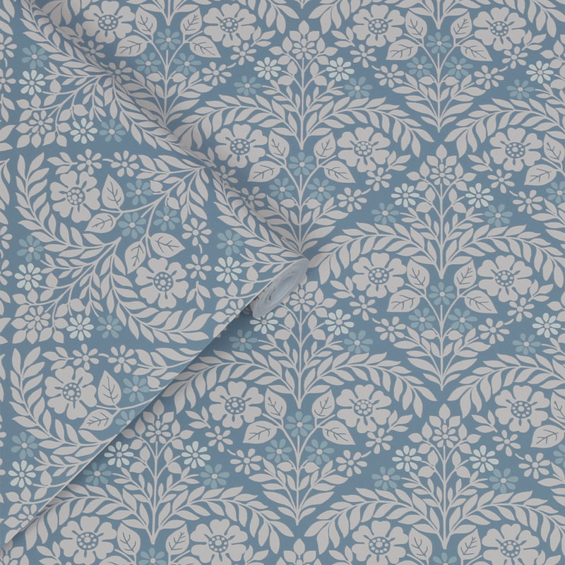 Laura Ashley Margam, papier peint, Bleu Newport