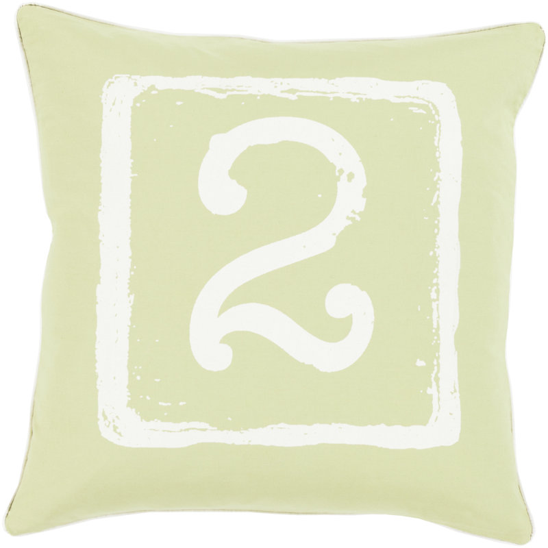 Cotton Throw Pillow, 18" H x 18" W x 4" D, 2, Ivory/Lime