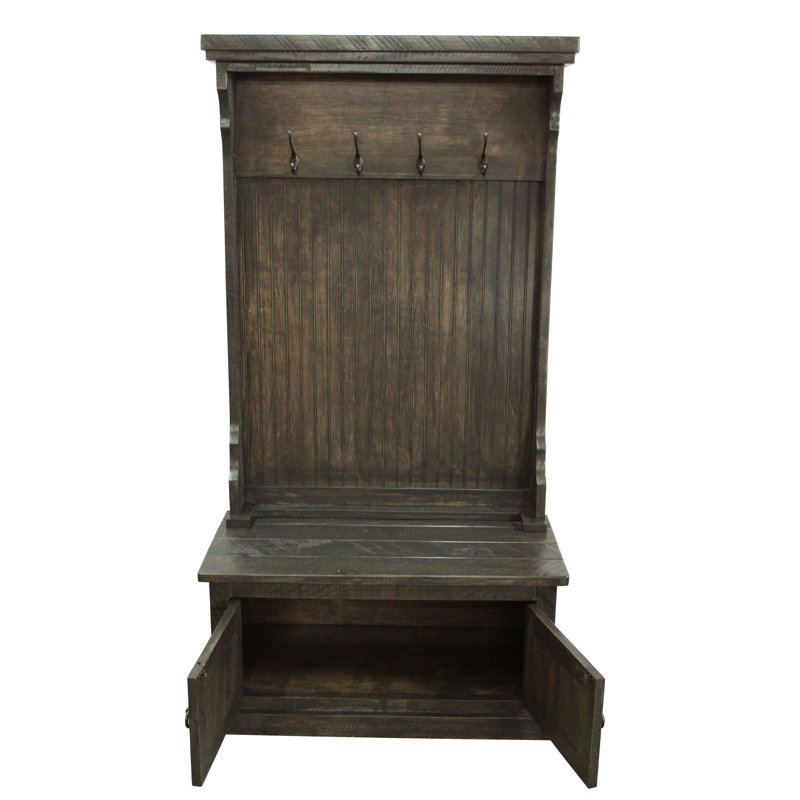 Kinley Hall Tree 37.5'' Wide with Bench and Shoe Storage, Rustic Driftwood