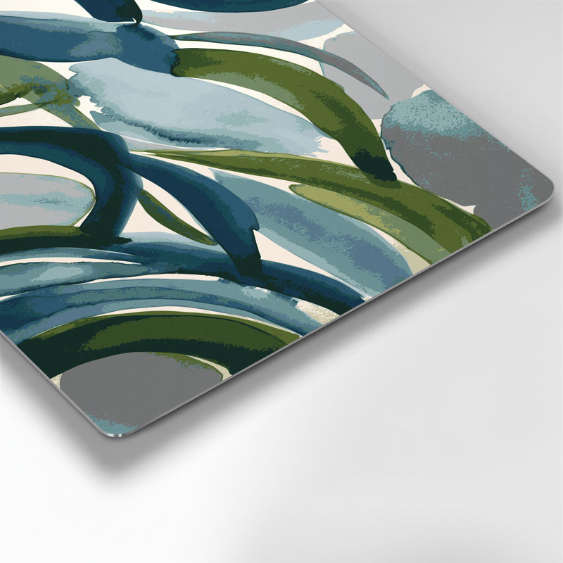 Abstrait aquarelle 25, art mural en métal vert