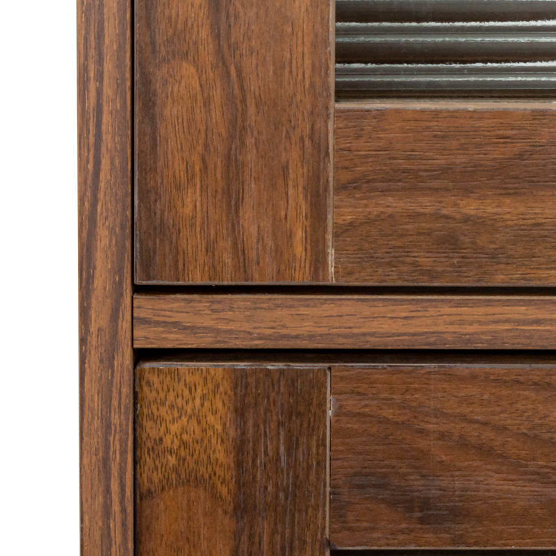 Bookcase Contemporary Closed Back Glass Doors Office Storage Cabinet,Sideboard,Bookcase,Book Shelf, Walnut Brown
