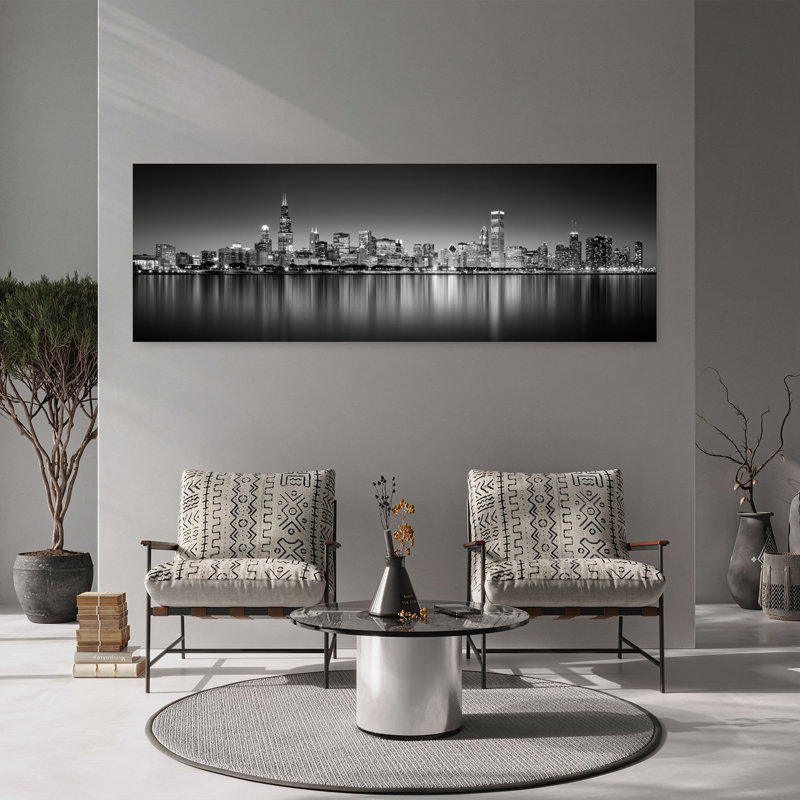 Reflet de gratte-ciels dans un lac, lac Michigan, composite numérique, Chicago, Cook County, Illinois, États-Unis, Abstract Contemporary Architecture City ...