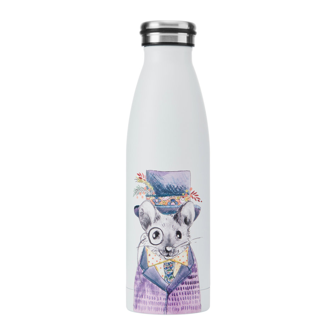 Mikasa x Tipperleyhill Mouse Double-Walled Stainless Steel Water Bottle, 500ml