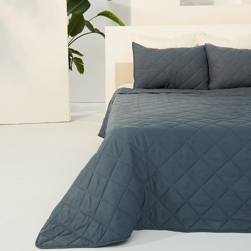 Polyester Plaid Quilt, Hale Navy, Queen Quilt + 2 Standard Shams
