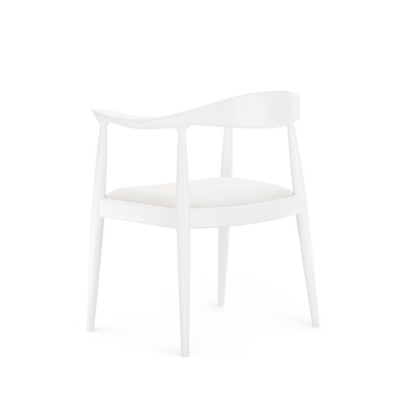Danish Upholstered Arm Chair, White
