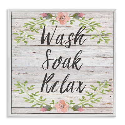 «Floral Wash Soak Relax Floral», reproduction d'art textuel sur toile