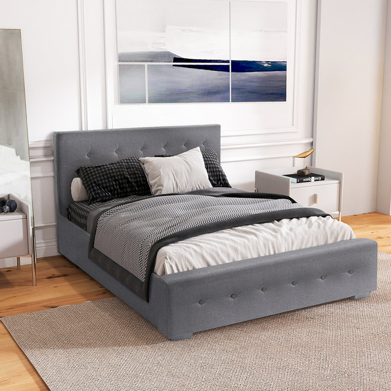 Delvin Upholstered Ottoman Storage Bed, Double (4'6), Grey