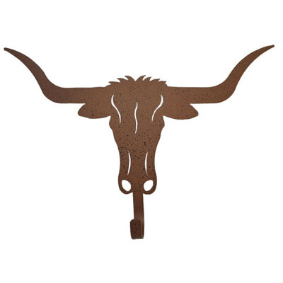 METAL LONGHORN SINGLE HOOK, 13"X1.5"X8.5"