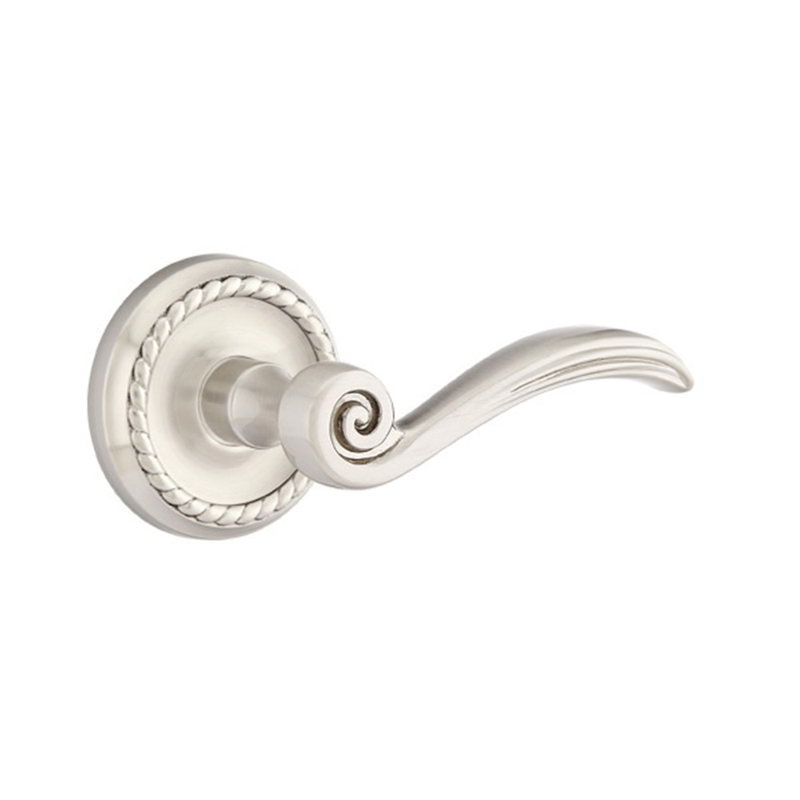 Poignée de porte avec rosette Elan, Gauche, Nickel satiné
