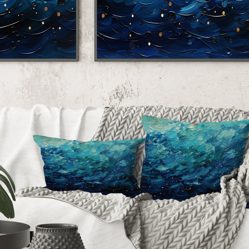 Coussin Oceanic Pointillism I - Abstract Collages