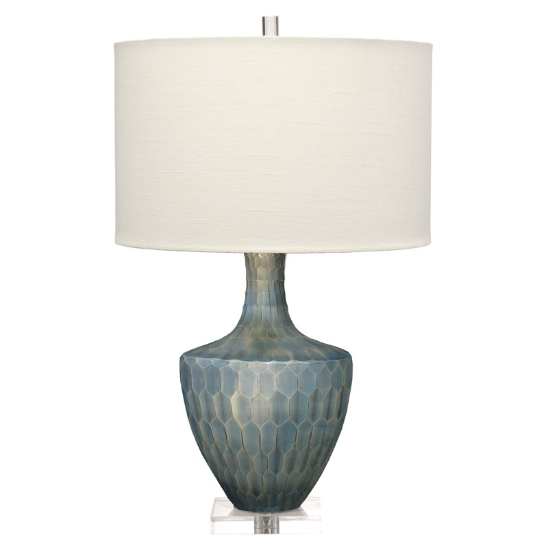 Boa Etched Glass Table Lamp, Indigo