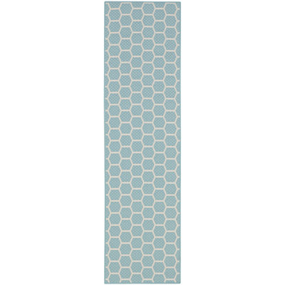 Kyee Geometric Reversible Indoor / Outdoor Area Rug in Aqua