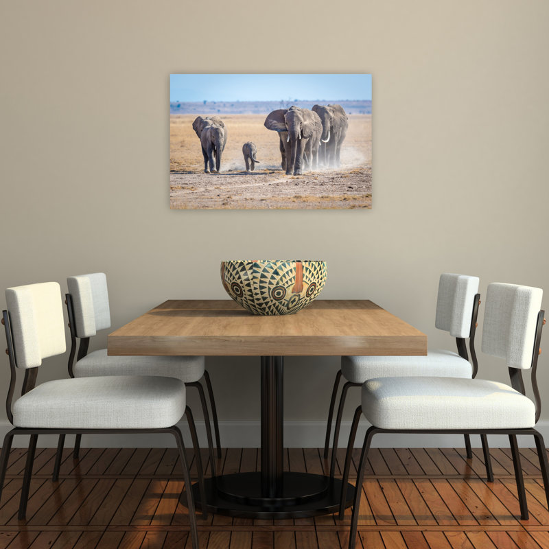 African Elephant Family Contemporary Elephant Nature Wildlife Wall Art Print by Jeffrey C. Sink - 1 Piece Wrapped Canvas Wall Art