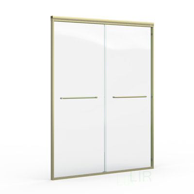 Porte de douche coulissante double 56 "- l 60" x H 72 ", porte de salle de bain coulissante semi-sans cadre avec verre trempé 1/4" (6Mm) pour douche à l'italienne, GF-24D03-60BGX, porte de douche