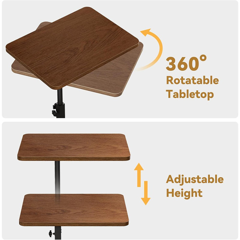 Minimalist Height Adjustable End Table, 360° Rotatable So...