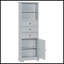 Grande armoire de rangement grise avec 3 tiroirs et tablettes réglables pour la salle de bain-1845995989