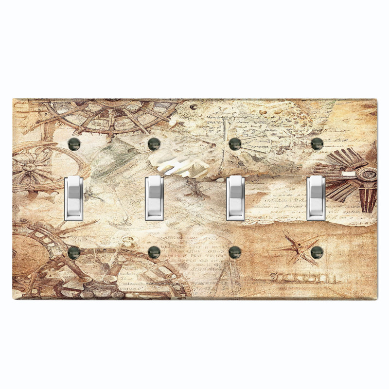 Nautical Themed 4 - Gang Toggle Light Switch Standard Wall Plate