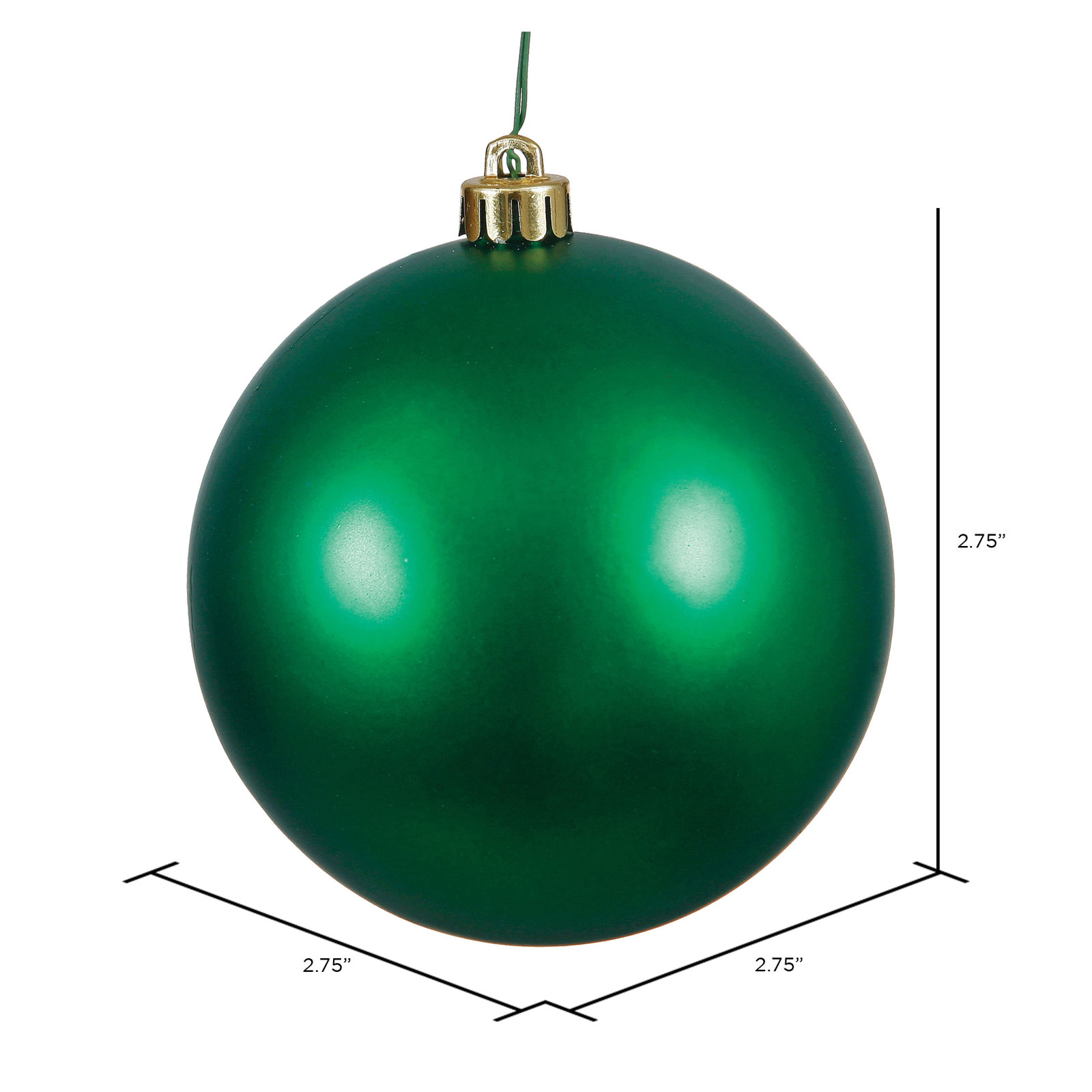 Shatterproof Bauble, 2.75" H x 2.75" W x 2.75" D, Emerald
