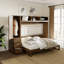 Lit double avec garde-robe et rangement, tablettes à tiroirs de style antique - Économie de bois ouverte optimisée pour l'espace