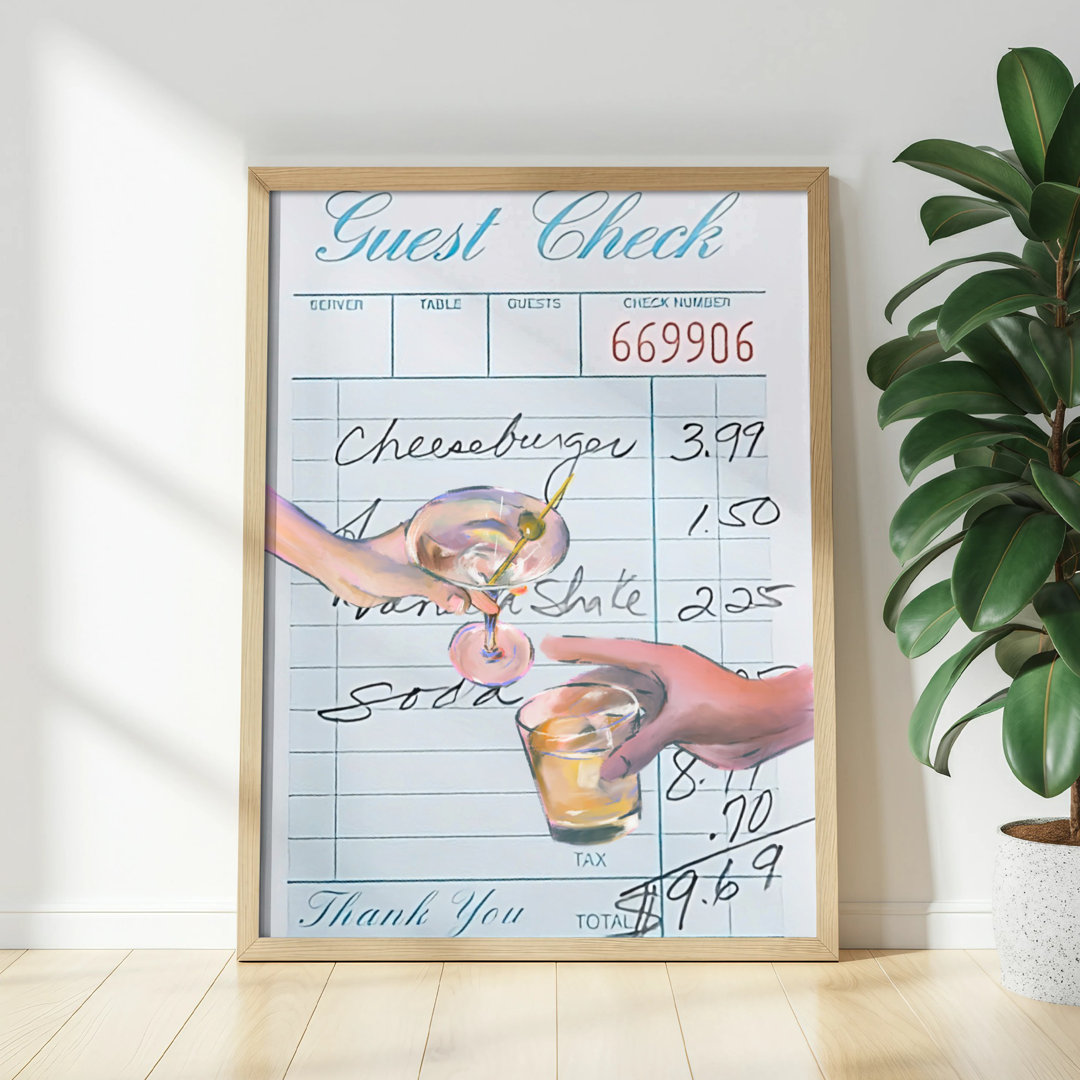 Guest Check Wall Art, Restaurant Bill Art, Food and Drink Poster, Retro Diner Print, Modern Kitchen Decor, Unframed Matte Vertical Poster