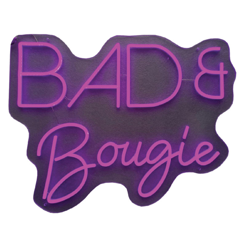 Enseigne lumineuse Bad & Bougie - 18 po x 23 po